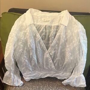 Anthropologie White Textured Blouse